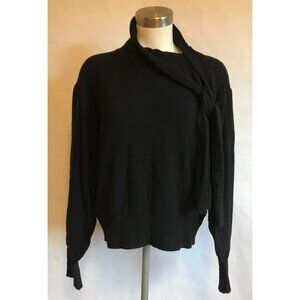The Good Friends Black Pullover Sweater W/ Neck Tie & Bishop Sleeves, Size M